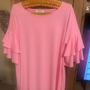 Zenana Outfitters Pink Ruffle Sleeve Tunic